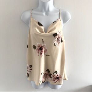 Dynamite Cream Silky Floral SummerTank Camisole Top